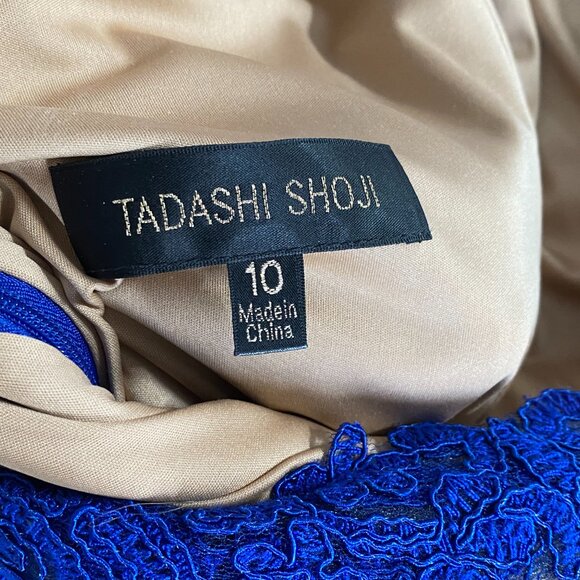 Tadashi Shoji Blue Lace Stretch Evening Gown - Size 10 but very stretchy! - Picture 4 of 4